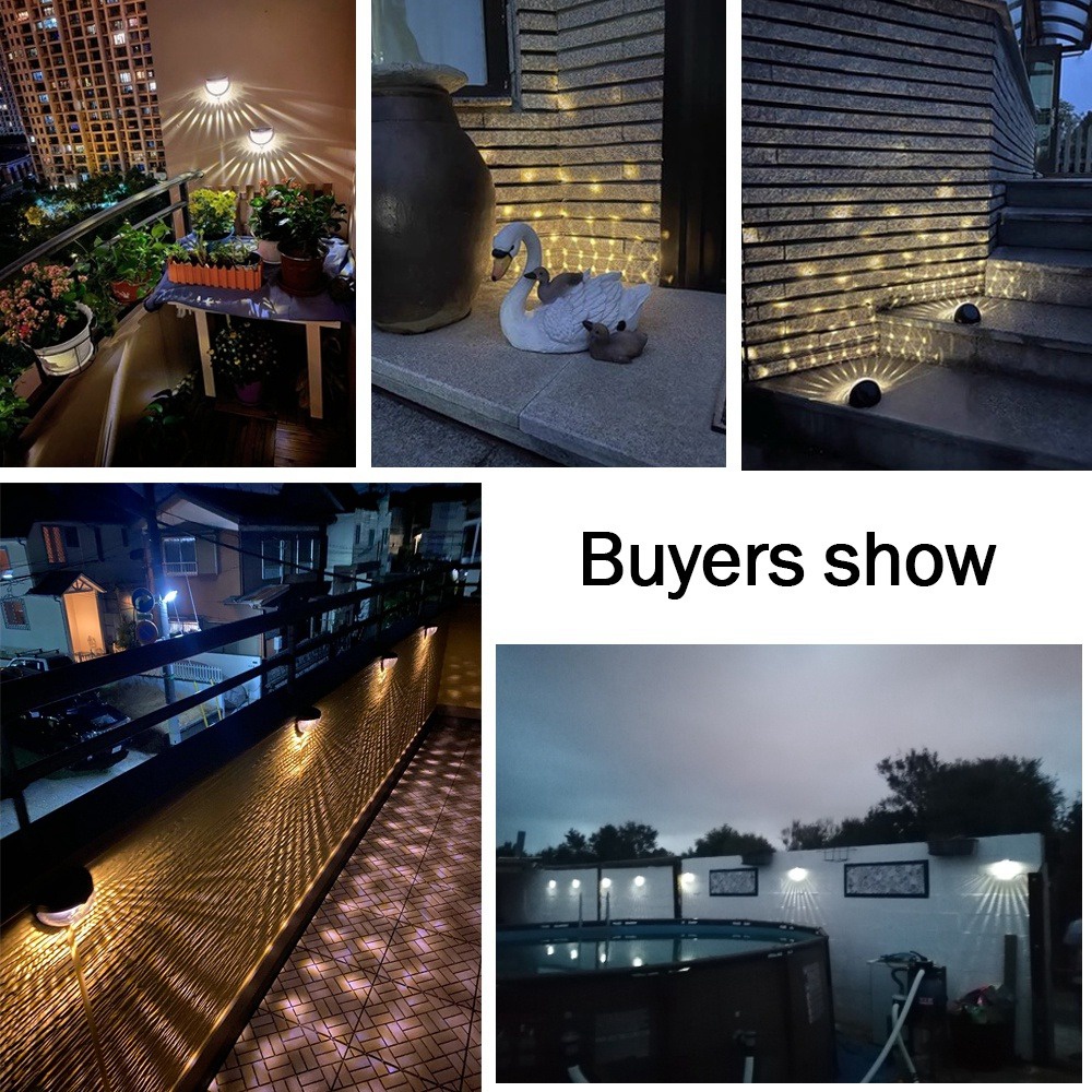 2pcs Lampu Malam LED Tenaga Surya Bentuk Setengah Lingkaran Anti Air Untuk Dekorasi Taman