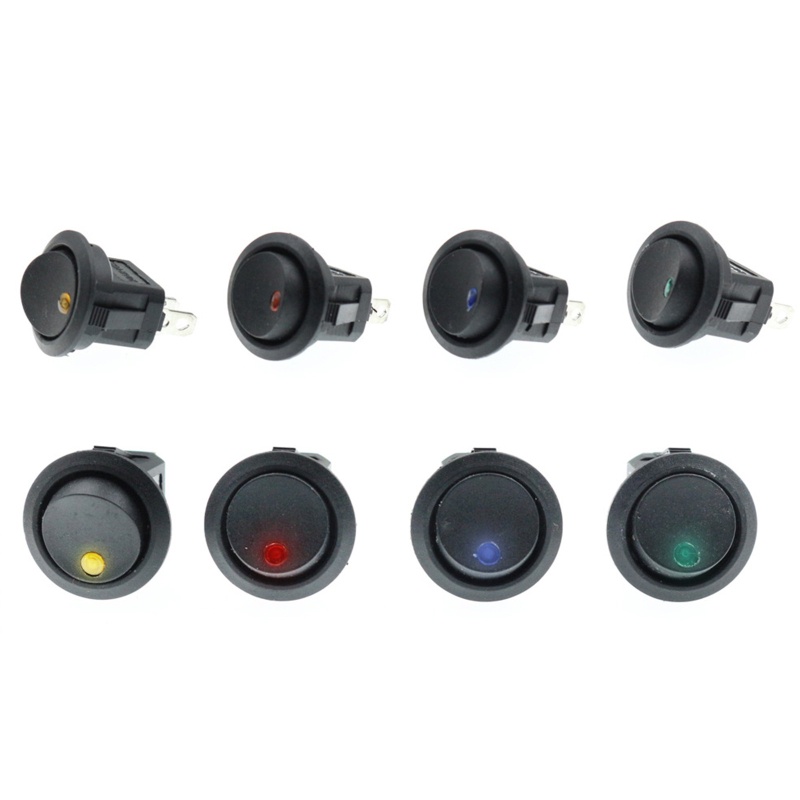Btsg 20pcs Rocker Switch Bulat 12V Untuk Mata Kucing Dengan Indikator KCD1 Power Switch 3p