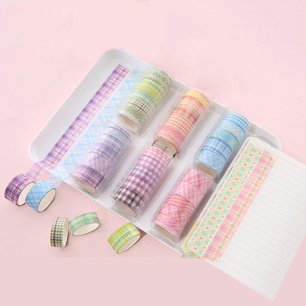 Nanas 6roll /box Washi Tape Set Grid Washitape Pita Hias Kawaii Sticker