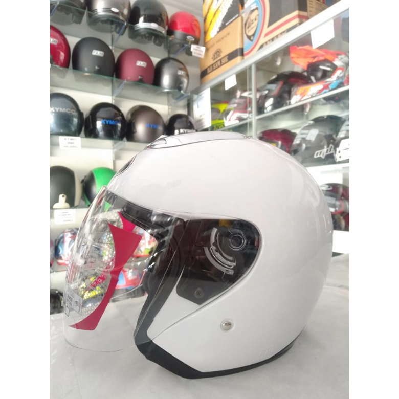 KYT Jet Helm Half Face Original Putih Glossy Standar Keamanan SNI COD Free Packing Kardus BubbleWrap