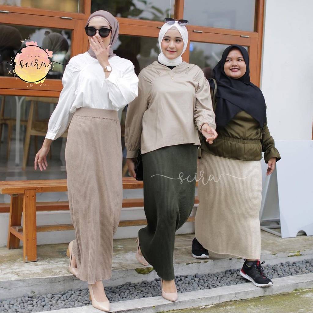 [BISA COD] Rok Span Rajut Premium BB 30-80 Kg | Rok Span Rajut Maxi Wanita Size L - XL