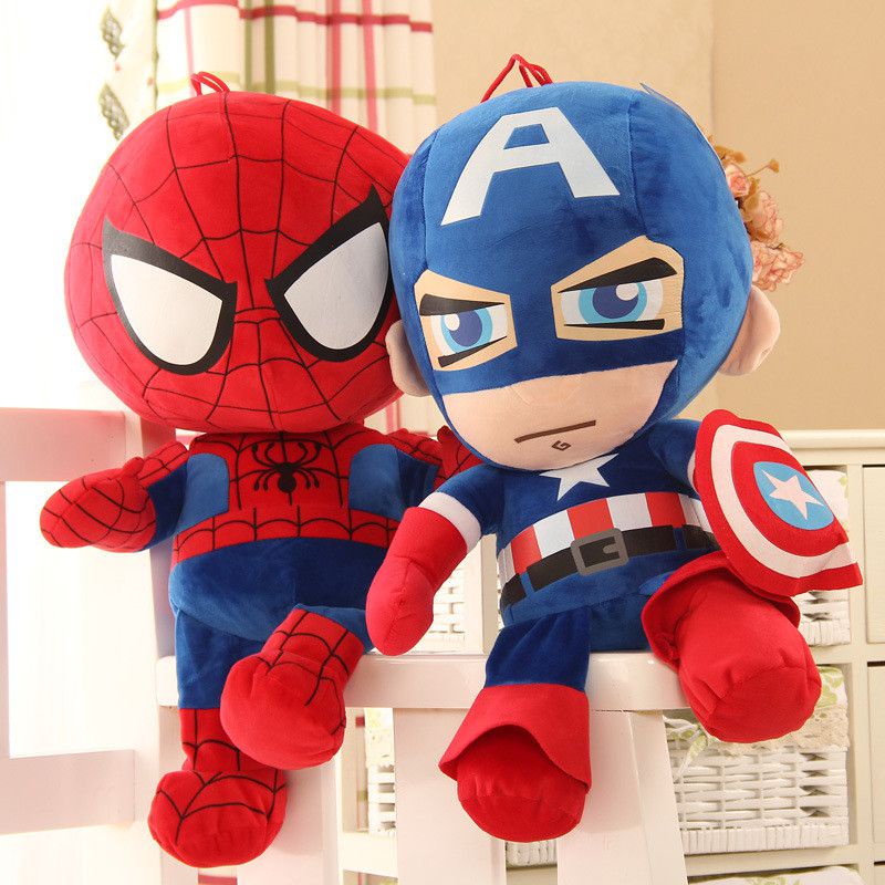 27cm Boneka AVENGERS Hero Spiderman Captain America Ironman Plush Doll Stuffed Toy Kids Gift Mainan