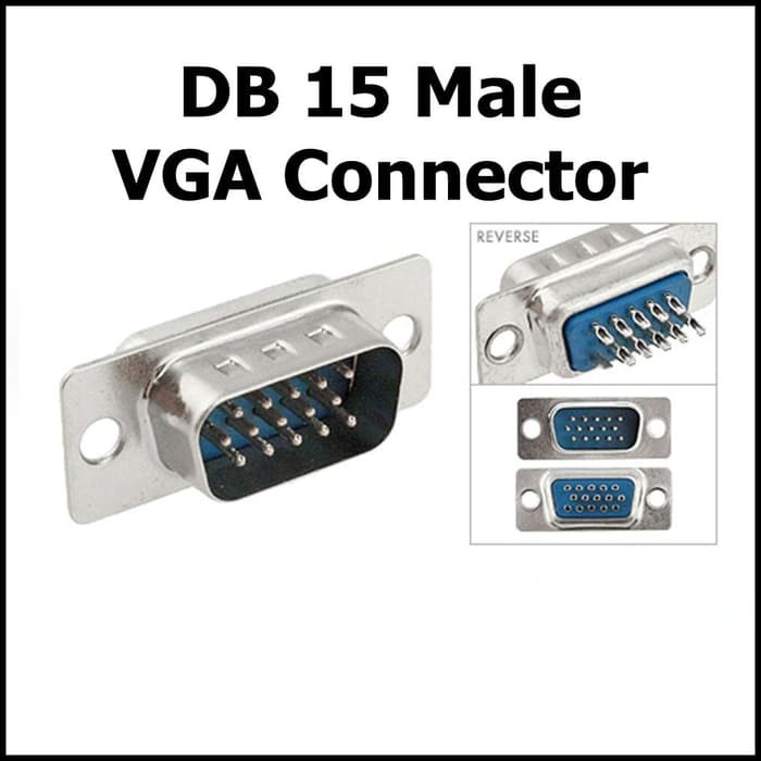 Connector DB 15Pin Male VGA 15 Pin DB15 Jack Konektor Jantan 3 Baris