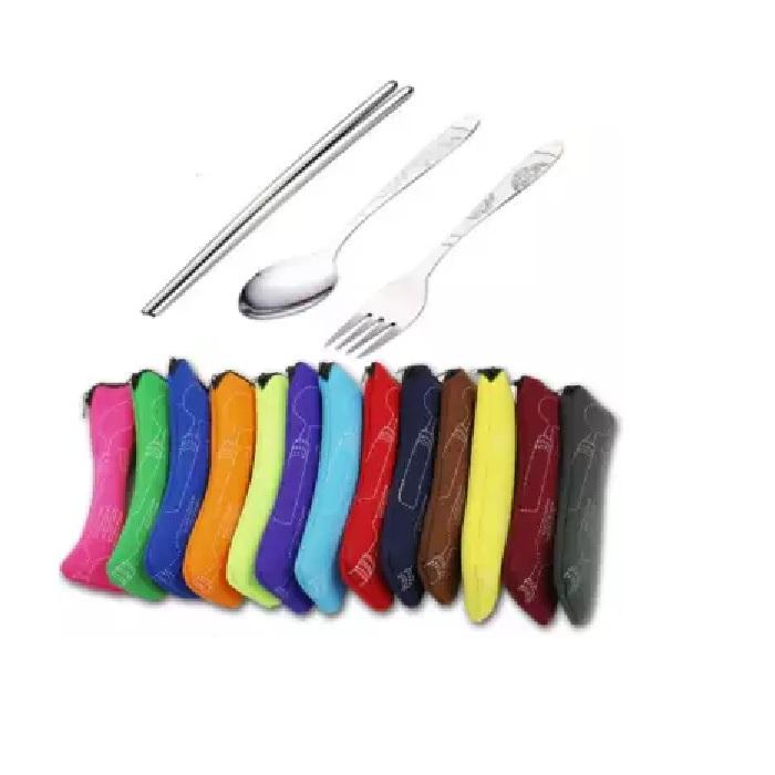 Sendok Makan Set + Pouch Busa / Sendok Set Traveling
