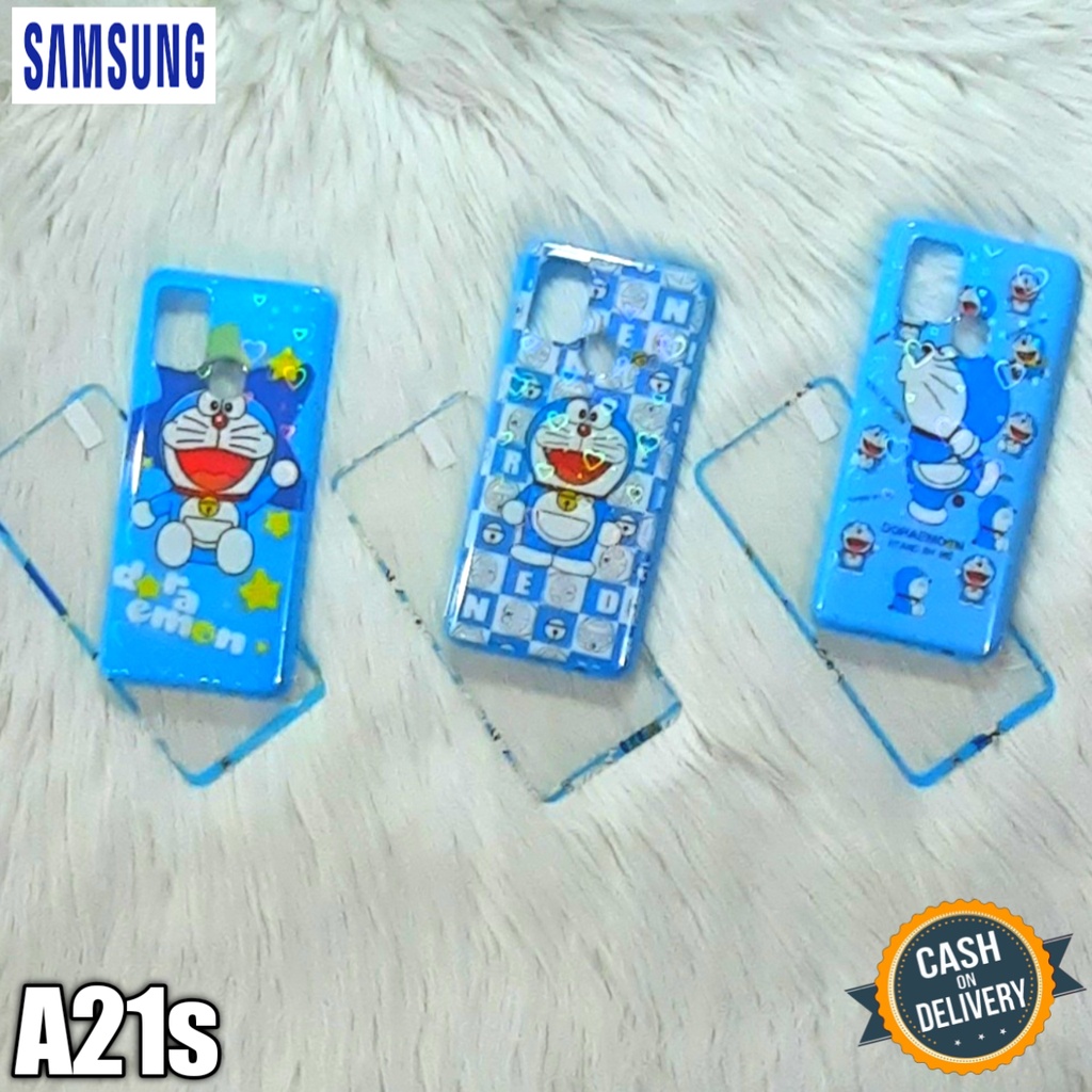 Casing Hp Samsung A21s Case Hp Silikon Hp + Tempered Glass Pelindung Hp Motif Lucu Dan Unik