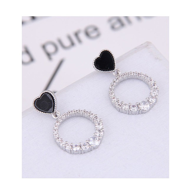 LRC Anting Tusuk Fashion 925 Silver Needle Love Earrings A58711