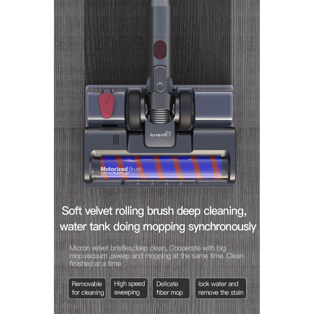 KURUMI KV-06 Cordless Stick Vacuum Cleaner with Bed &amp; Mop Brush