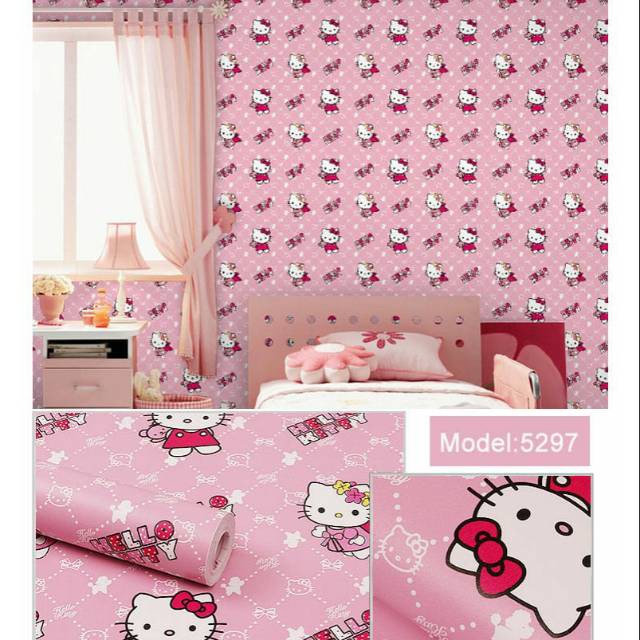TERMURAH !!! BISA COD -  Wallpaper Stiker Dinding Motif Dan Karakter hello kitty Premium Quality 45cm x 5m - BOY WALLPAPER