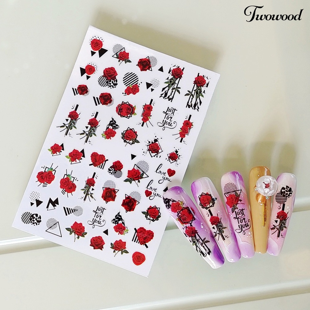 12 Pcs Stiker Kuku Motif Bunga Butterfly 2D Untuk Manicure