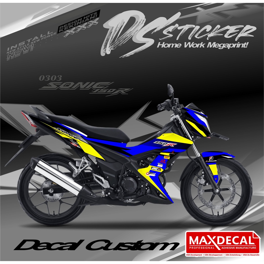 0303 striping stiker decal honda sonic motif biru