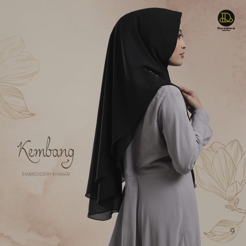 Jilbab Instan Khimar Mini Kembang Embroidery Bordir Ori Daradiora-HITAM