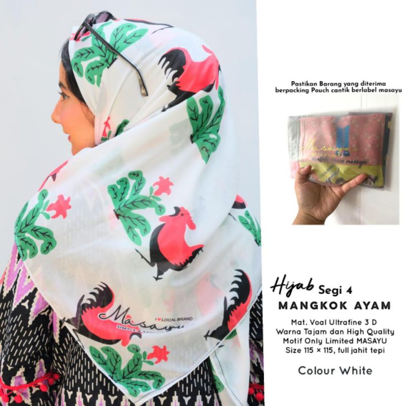Hijab Segi 4 Mangkok Ayam Jago