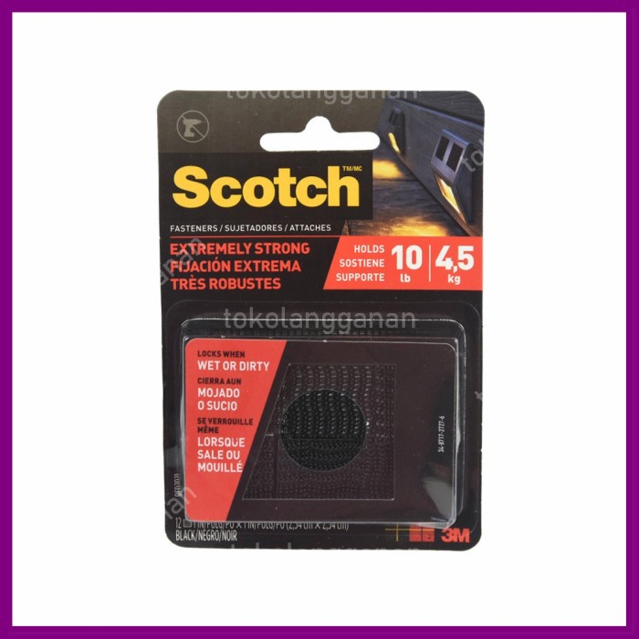 

3m Scotch Extreme Fastener Pengikat Velcro 2.5x2.5 Cm - Hitam MA17