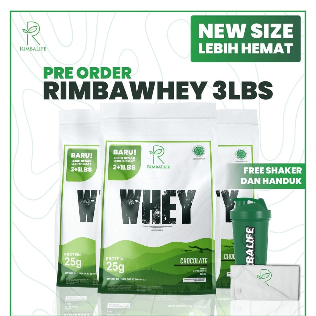 RIMBALIFE Rimba Whey 3lbs 3lb RimbaWhey Whey Protein Isolate Concentrate BPOM HALAL MUI