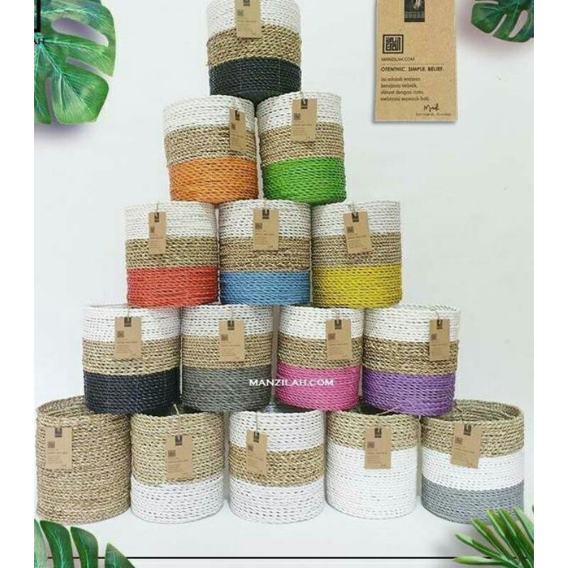 Coverpot Natural Seagrass Random Set isi 3/tidak bisa pilih warna