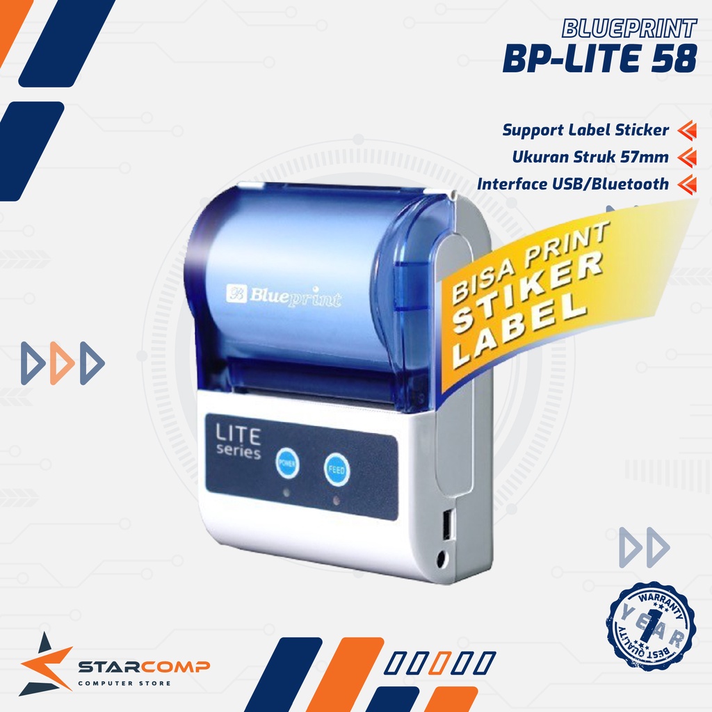 Jual Printer Bluetooth Portable BluePrint BPLite 58 Thermal Wireless