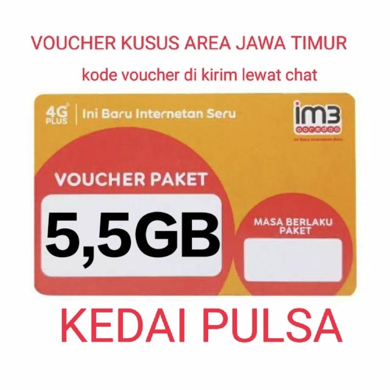 VOUCHER INDOSAT FREDOM 4/ 5,5GB /30HARI  JATIM (KODE VOUCHER DIKIRIM LEWAT CHAT)