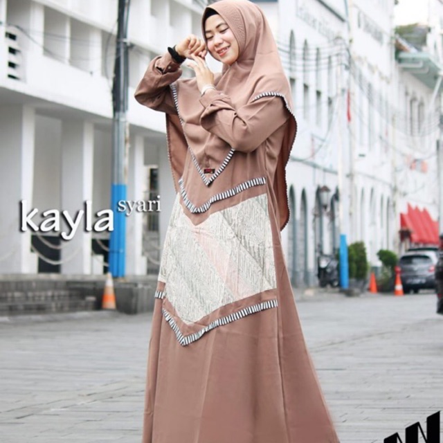 Gamis Motif Batik Kayla Syari Set Original By Morata