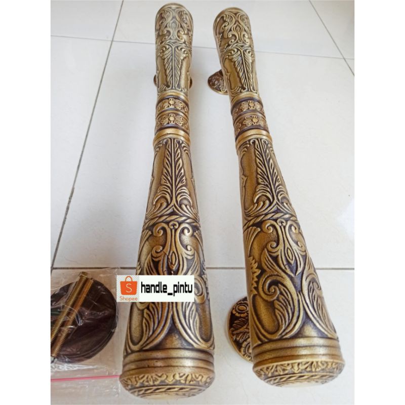 handle pintu gada ukir door handle kuningan ukir 56cm