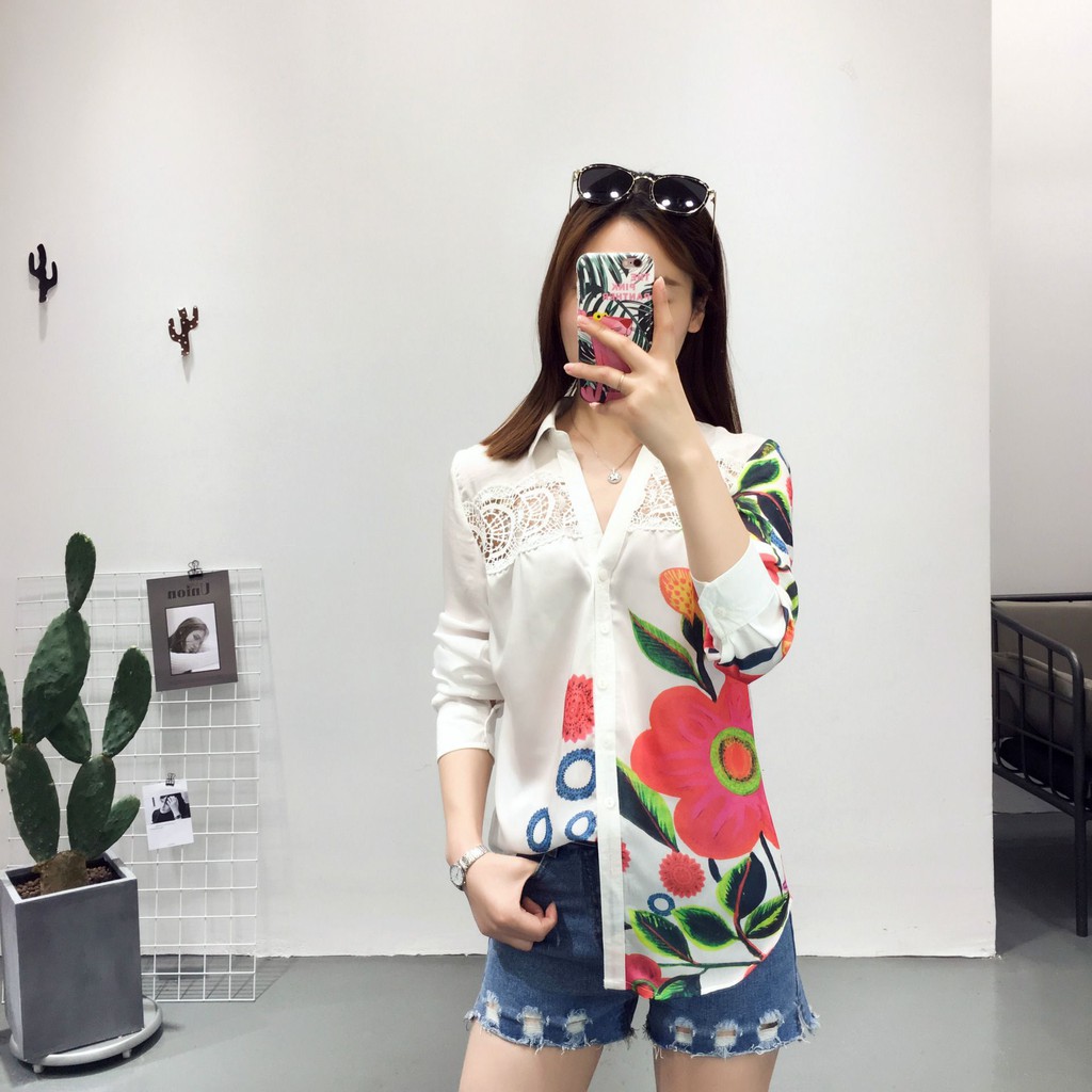 NN772-ATASAN BLOUSE RENDA MOTIF BUNGA IMPORT