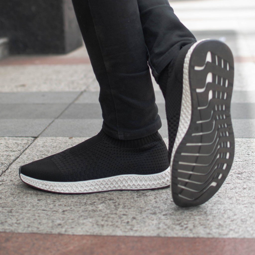 LEANDER BLACK |FORIND x Volve| Sepatu Sneakers PK OG Lari Knit Knitted Rajut Original Lokal Footwear