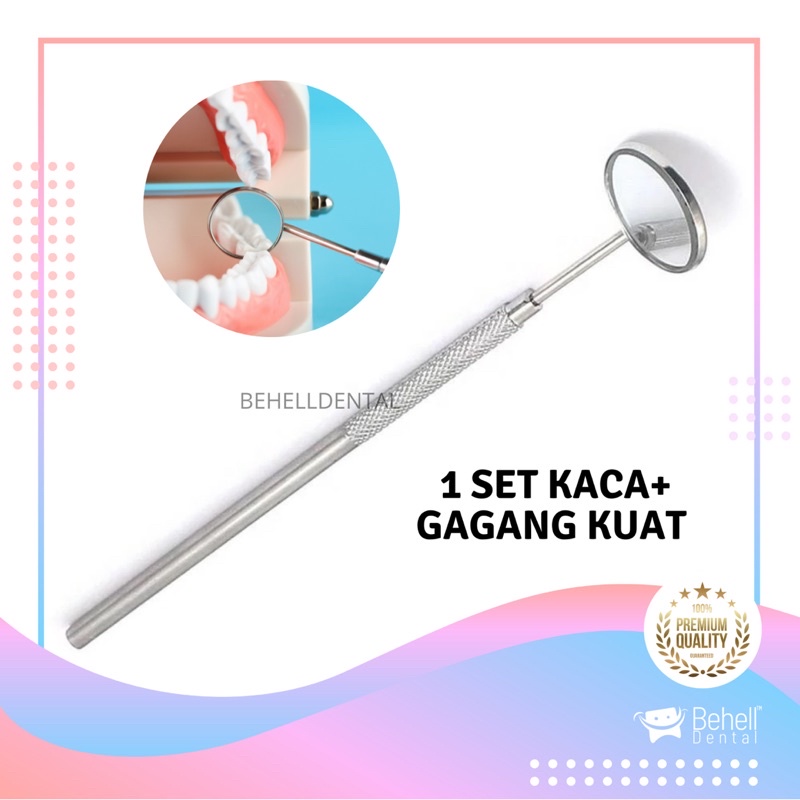 KACA MULUT GIGI BEHEL KACA MULUT SS + GAGANG ANTI KARAT ALAT KEDOKTERAN - DENTAL MIRROR BESI STAINLESS STEEL No 4 - Kaca Ortho Untuk Melihat Lihat Karang Gigi , mulut dan Behel BEHELLDENTAL