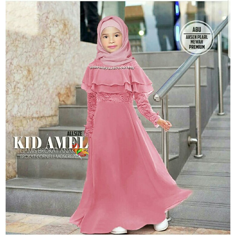 GAUN PESTA ANAK 6 7 8 TAHUN KID AMEL GAMIS BRUKAT ANAK | BAJU MUSLIM ANAK
