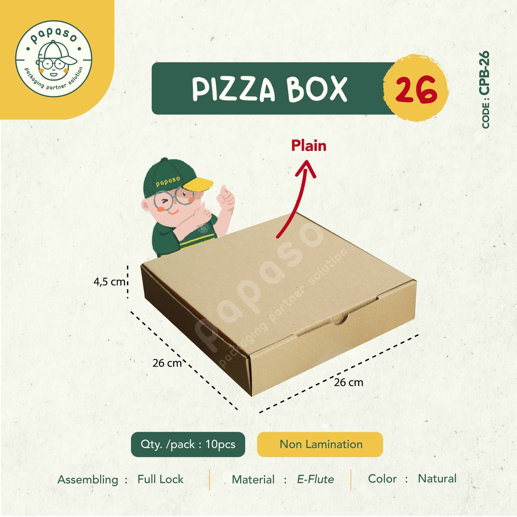 

Box Corugated Pizza 26x26x4,5 / Kardus / Dus / Box Makan (CPB26)