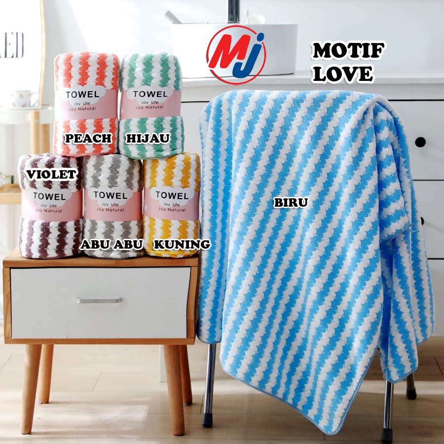 Handuk Mandi Handuk Wajik handuk Microfiber zigzag polkadot wajik love ukuran dewasa 70 x 140cm