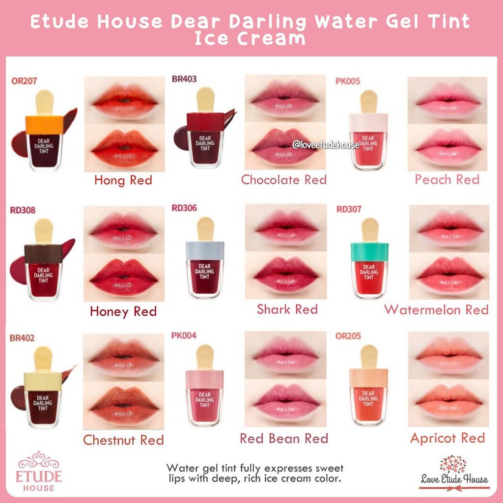  ETUDE  HOUSE  DEAR DARLING WATER GEL TINT ICE CREAM Shopee 