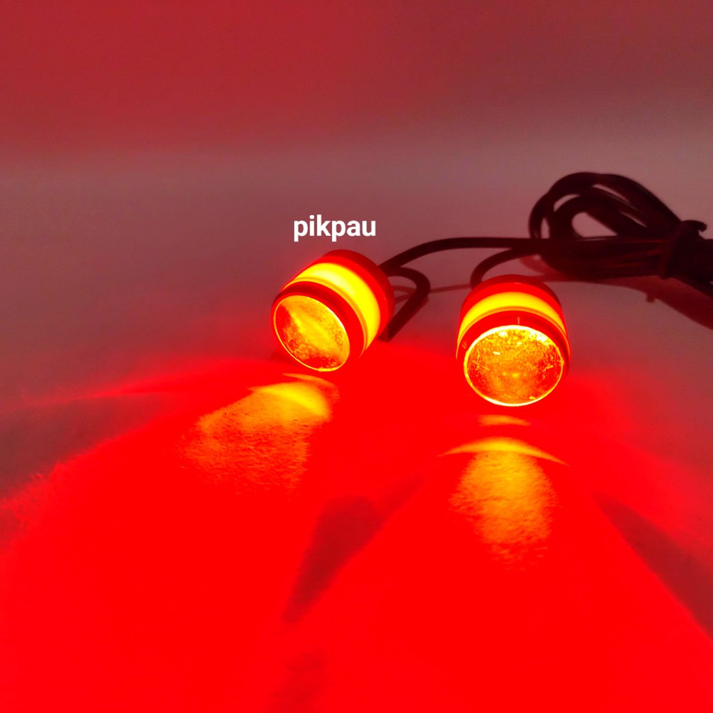 Sepasang Mata Elang LED 3D Strobo 4D Breket Eagle Eye Warna Merah Merah