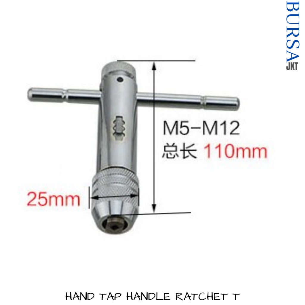 HAND TAP T STANG GAGANG RATCHET ADJUSTABLE TAP WRENCH M3 -M12 PEMBUAT DRAT