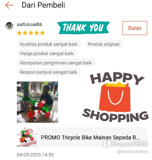 PROMO BBR047 Sepeda Anak Roda Tiga Tricycle Bike Mainan Ban Jumbo Baby Bike MVP