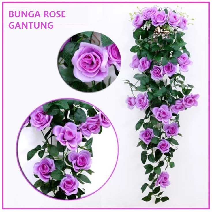 BUNGA GANTUNG ROSE /BUNGA JALAR/ BUNGA HIASAN DINDING/BUNGA HIASAN TANAMAN ARTIFISIAL