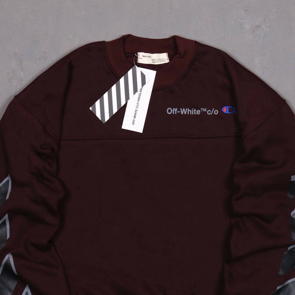 JAKET SWEATER CREWNECK BS OF WHITE X CAHMP UNISEX PREMIUM QUALITY