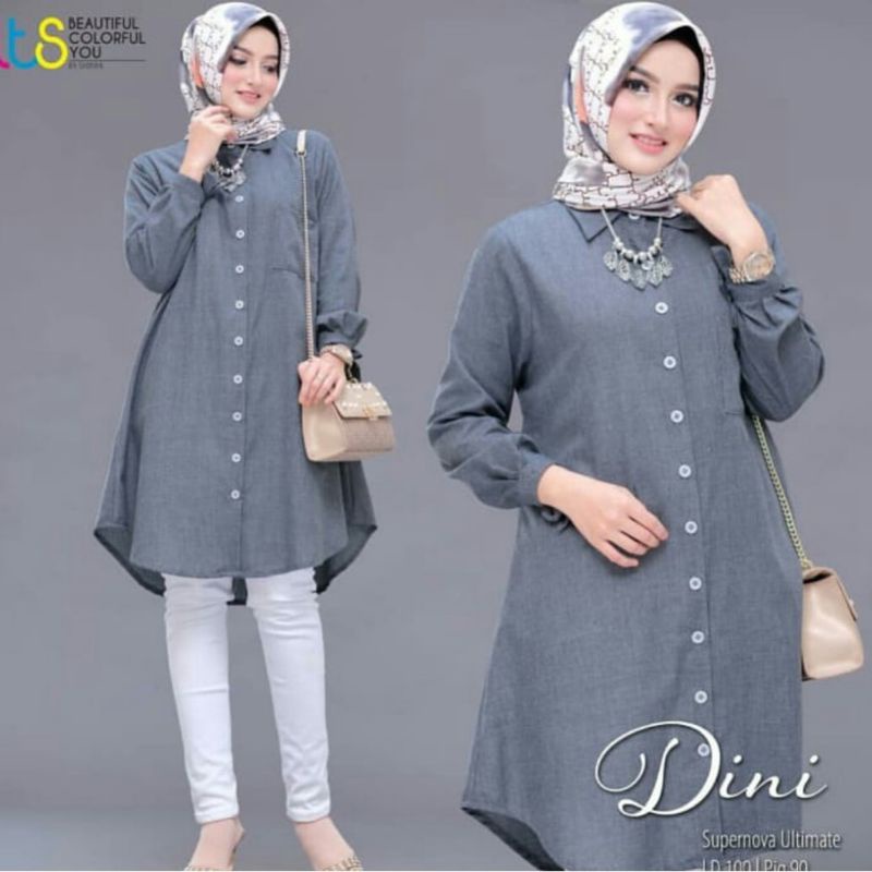 Dini tunik/polos saku depan