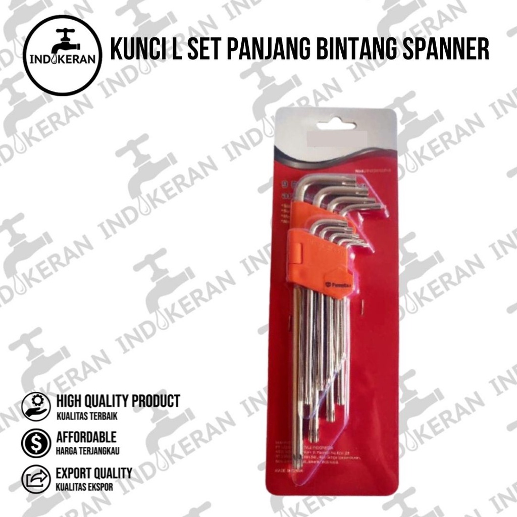 INDOKERAN - Kunci L Set PANJANG Bintang Spanner - 9 Pcs