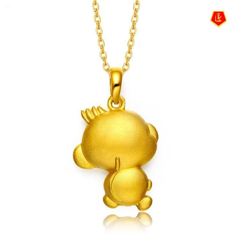 [Ready Stock]Cute Lucky Monkey Gold Pendant Cartoon Unique All-Matching