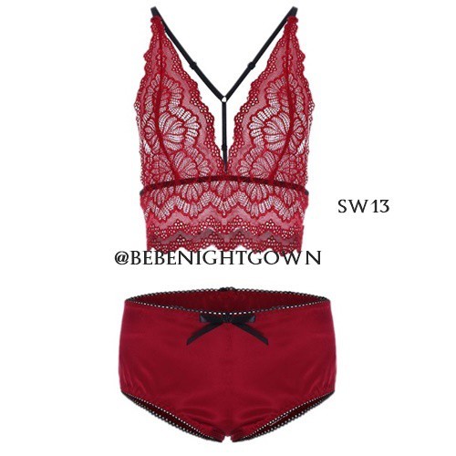 [READY STOCK] BAJU TIDUR SEKSI LINGERIE WANITA BIKINI SEXY MAROON SW13