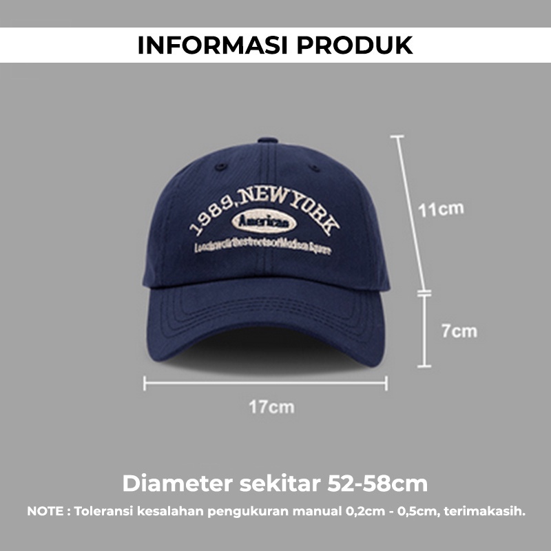 Topi Pria Baseball Dewasa 1989 New York Fashion Olahraga Sport Cap Import style cowo korea TTL