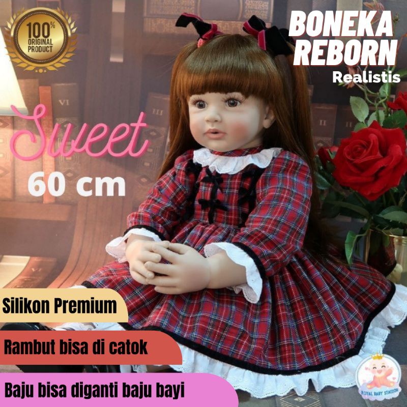 Boneka Reborn Premium Bayi Silikon Jumbo 60 cm Premium Original