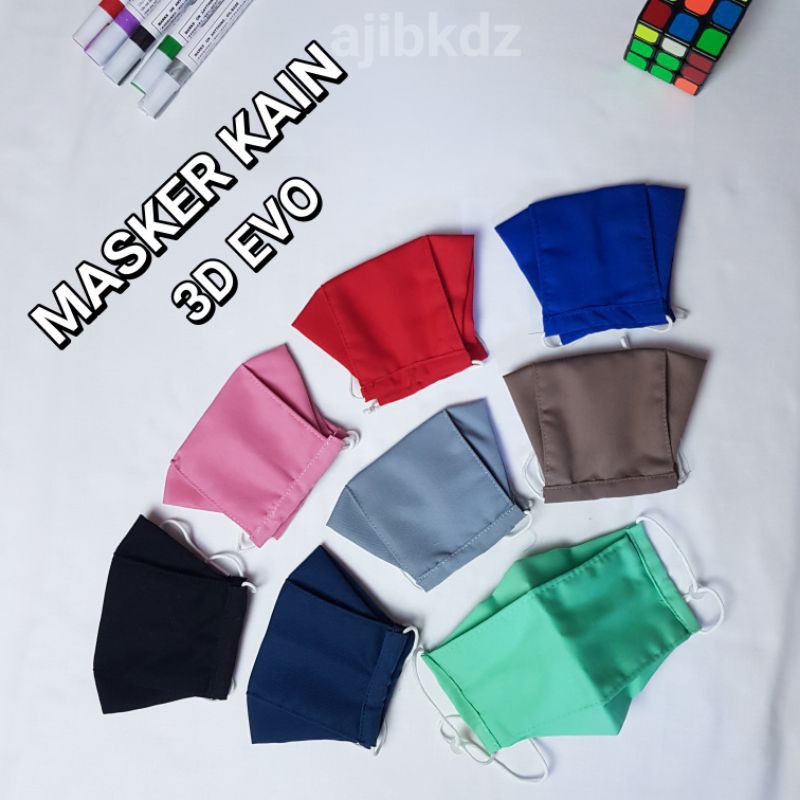 Masker Kain 3D 3 Lapis 3 Ply Polos Stopper Headloop earloop