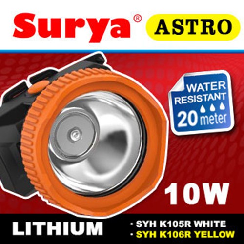 Surya Senter Kepala Selam LED Super Terang Lithium SYH K106R LAMPU KUNING 10 Watt Super LED