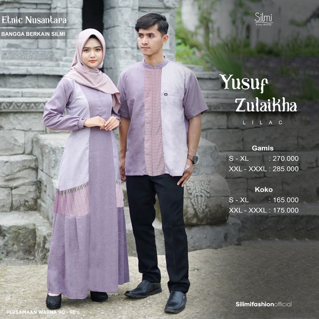 Gamis Couple Lilac Grey Ori branded