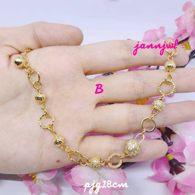 Gelang bola xuping lapis mas permata zircon uk18cm