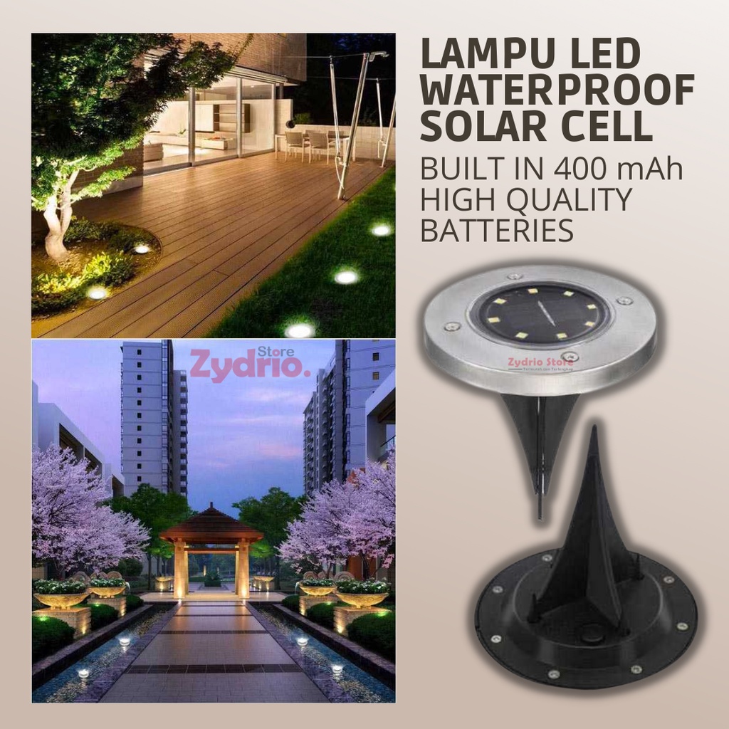 Lampu Taman Tempel 8 LED Waterproof / Lampu Hias Tanam Outdoor