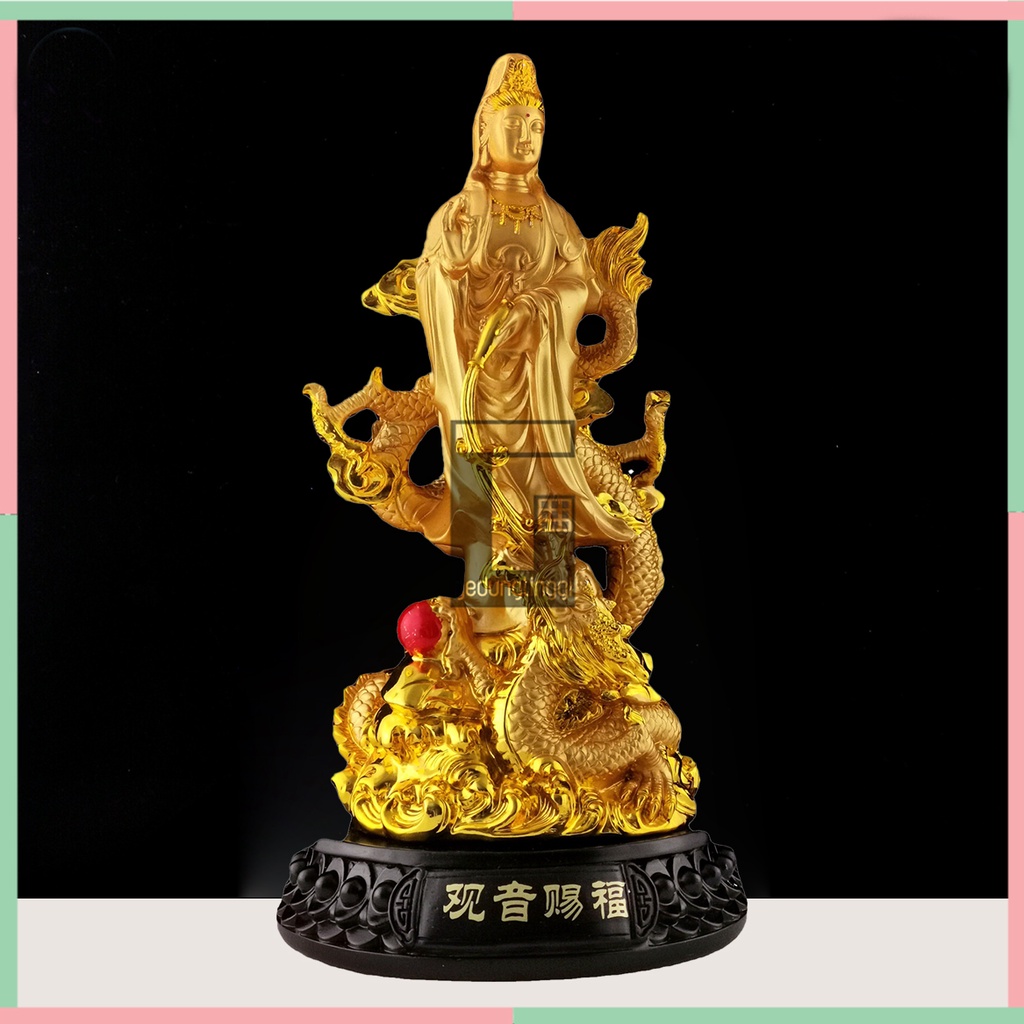 Pajangan Patung Hiasan Fengshui Puja Suci Meja Altar Sembahyang Sembayang Dewi Dewa Mak Kwan Kuan She Im Phosat Kwanim Guan Gwan Gwanse Eum Yin Pu Sa Kannon Kanzeon Rupang Avalokitesvara Bodhisattva Welas Asih Belas Kasih Naga Liong Aliong Budha Buddha