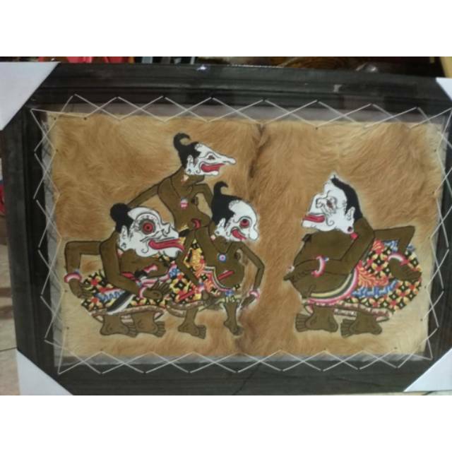 LUKISAN WAYANG KULIT PUNAKAWAN JUMBO 70x50 cm BAGONG SEMAR GARENG PETRUK - DEKORASI RUMAH MURAH