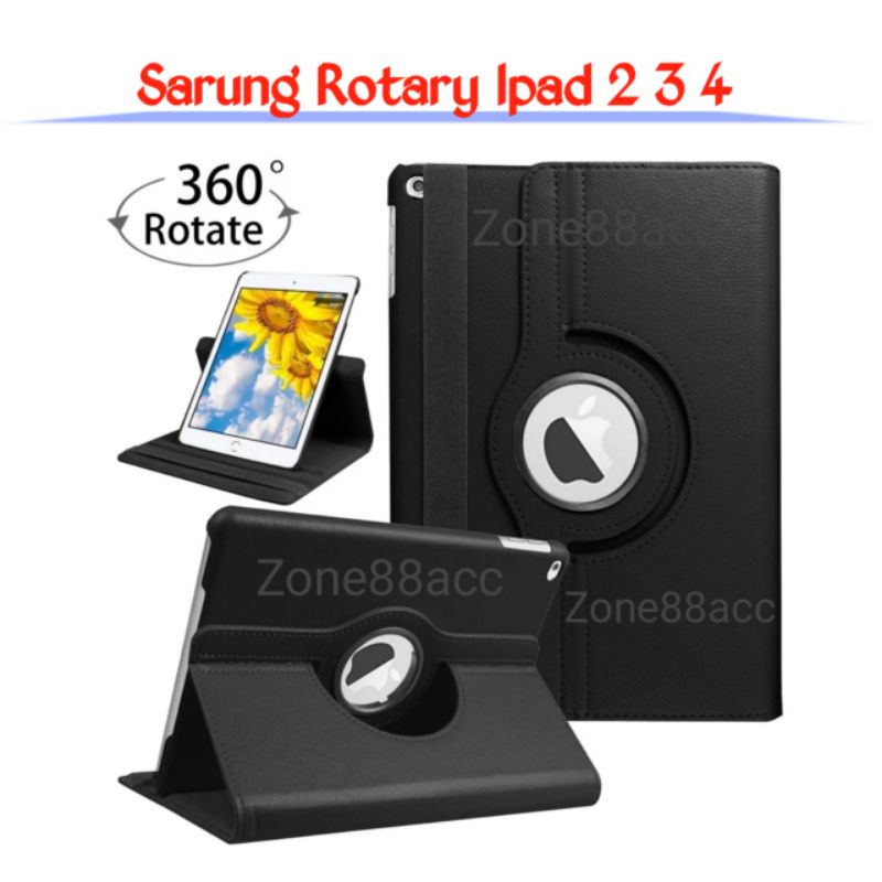 Sarung Rotary Ipad 1 2 3 ipad1 ipad2 ipad3 Hardcase Leather Case Flip Cover Casing Book Buku Flipcover putar