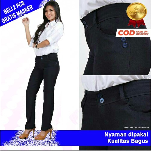 Celana Kerja Wanita Model Basic Lurus Abu-abu dan Hitam Size S M L XL 2L 3L 4L 5L Celana Kerja Wanita Panjang Formal untuk Kerja dan Kuliah